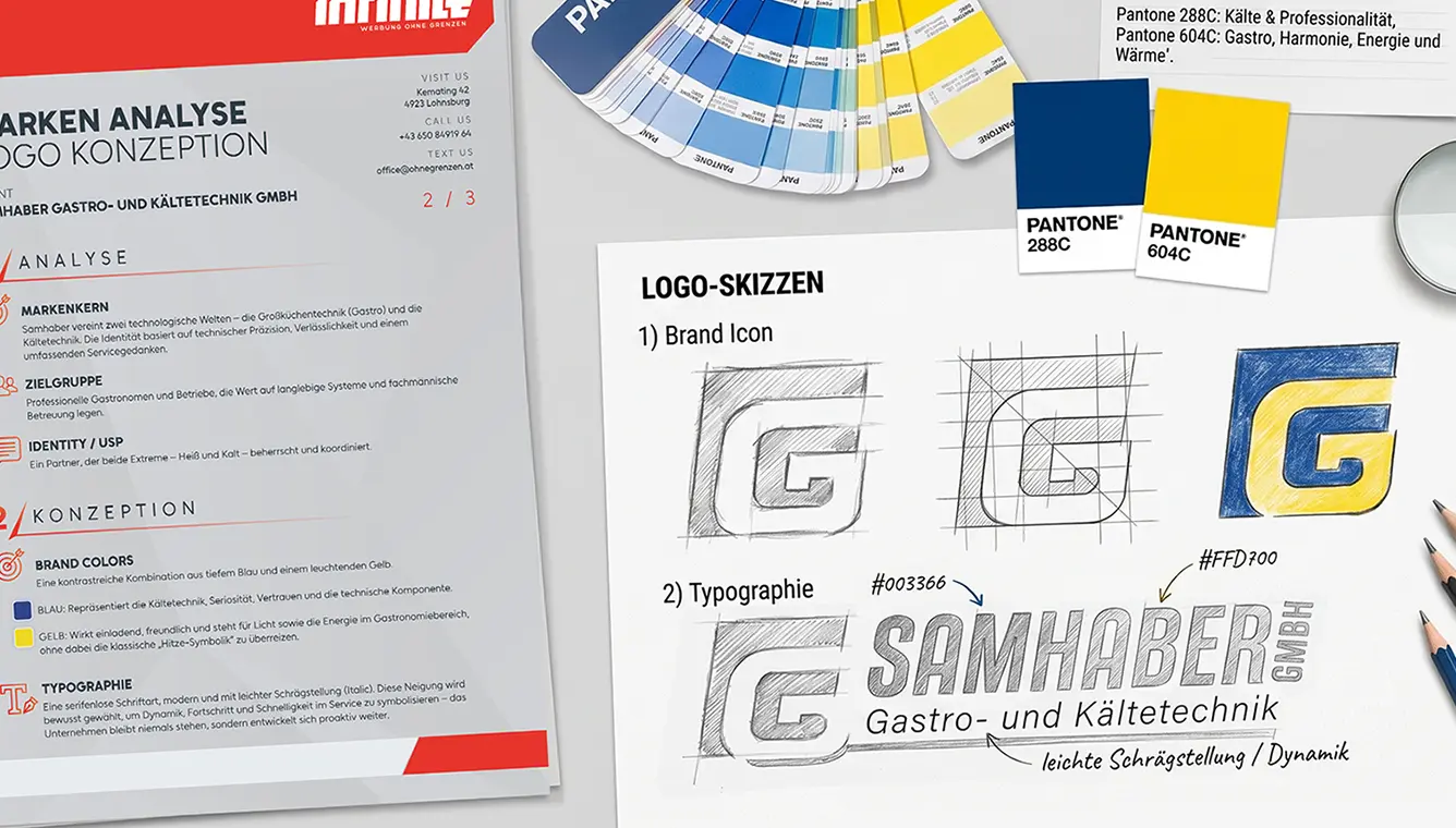 Erstellung von Design-Ideen und Entwürfen für ein neues Firmenlogo – Werbeagentur infinite