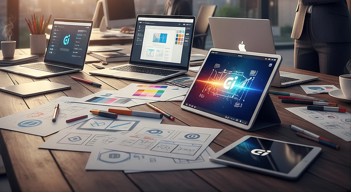 Kreative Markenentwicklung und Corporate Design Entwürfe – erstellt mit menschlicher Kreativität und KI-Unterstüzung von infinite