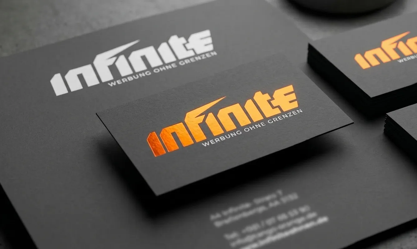 Professionelles Design für Geschäftsdrucksorten von infinite: Visitenkarten und Briefpapier mit modernem Corporate Design für einen seriösen Unternehmensauftritt.