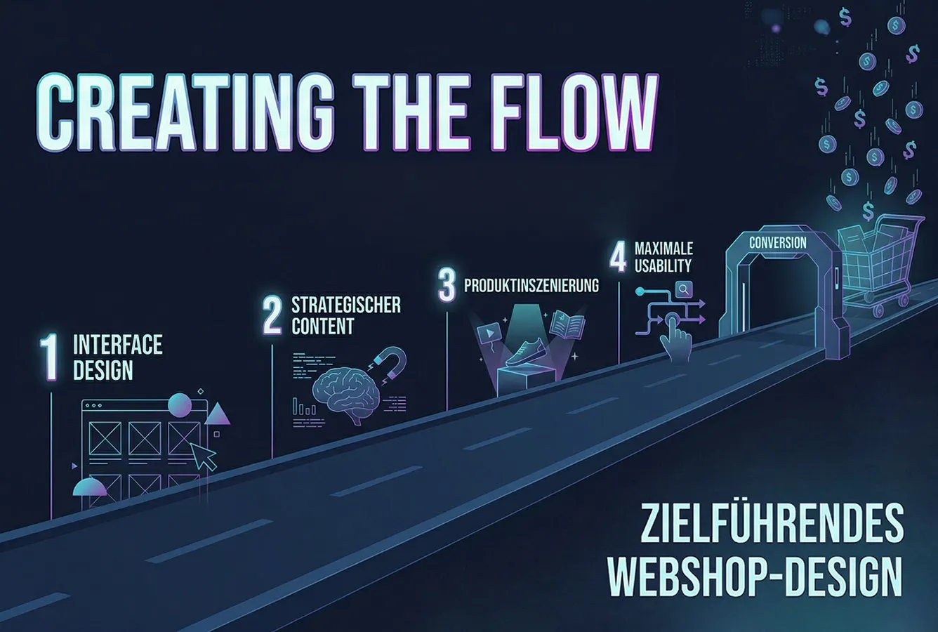 Psychologisch optimierter Contentaufbau im E-Commerce: professionelles Webshop-Design mit Fokus auf User Experience und emotionales Storytelling von infinite..