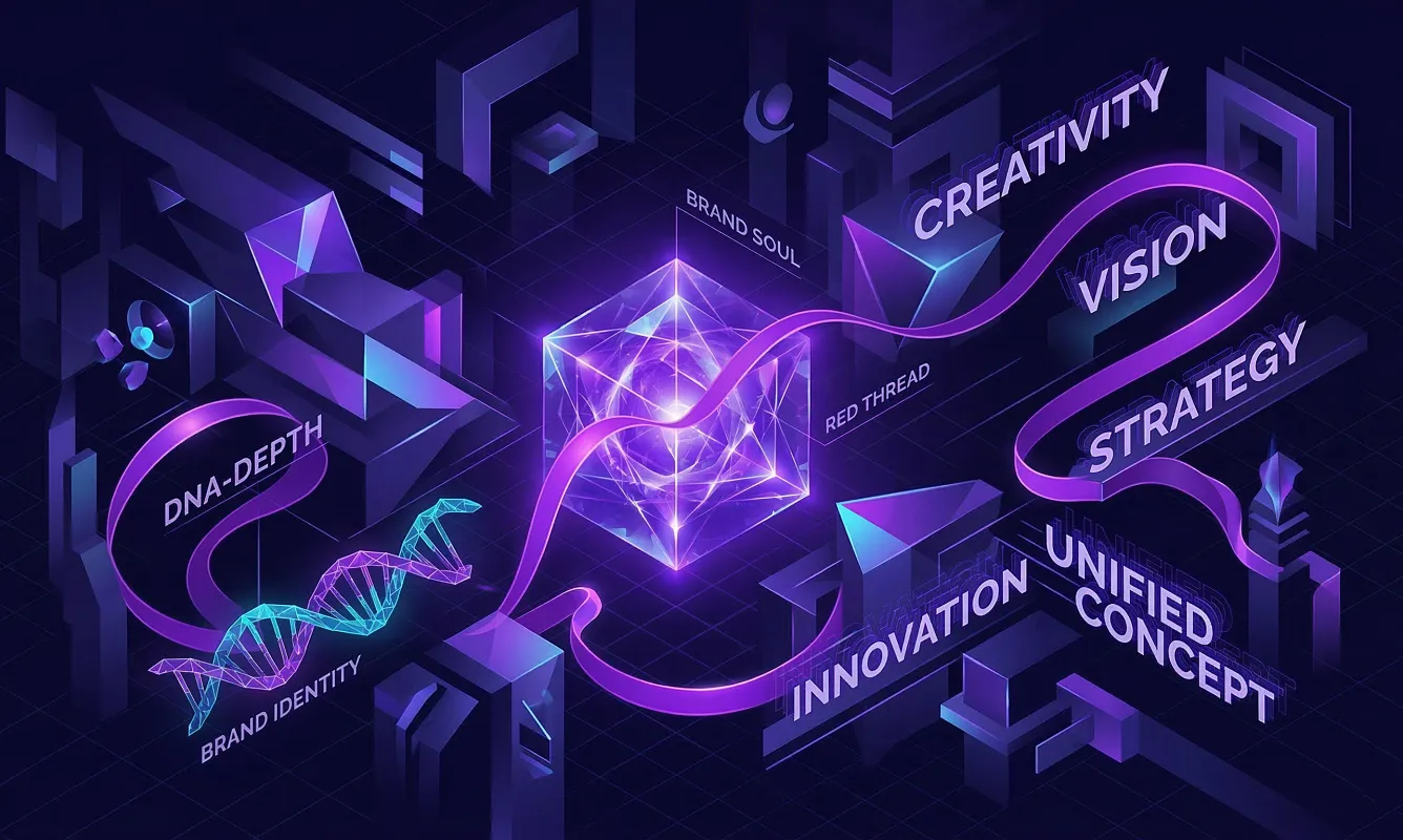 Kreatives Kampagnen-Konzept von infinite: Ein glühender Faden webt sich durch die Marken-DNA und bildet die Basis für crossmediale Werbebotschaften.