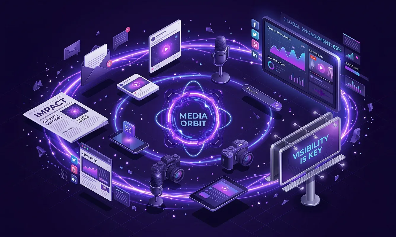 konsistenz-reichweite-infinite.webp	Crossmedia-Marketing in Österreich: Ein orbitales System aus Print-, Web- und Social-Media-Kanälen zeigt die konsistente visuelle Kommunikation von infinite.