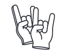 Übergroße Schaumstoffhände für Fans und sportliche Stimmung.