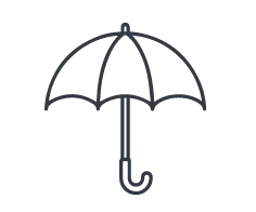 Individuell bedruckte Regenschirme als werbewirksamer Schutz bei Wind und Wetter.