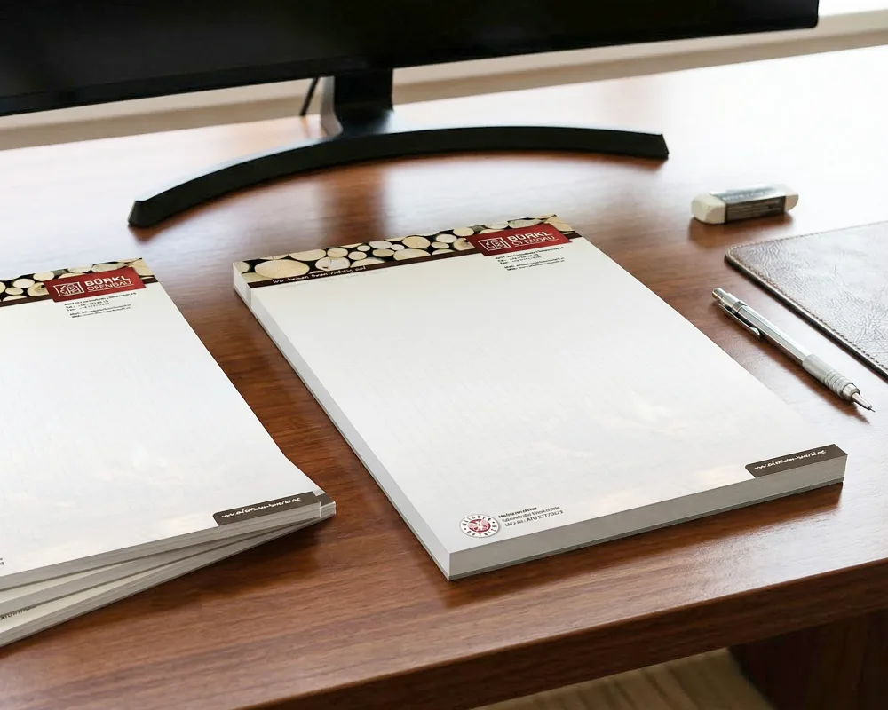 Professionelle Blöcke im DIN-A4 Format für Ofenbau Bürkl, wahlweise mit 50 oder 100 Blatt auf hochwertigem Naturpapier realisiert.