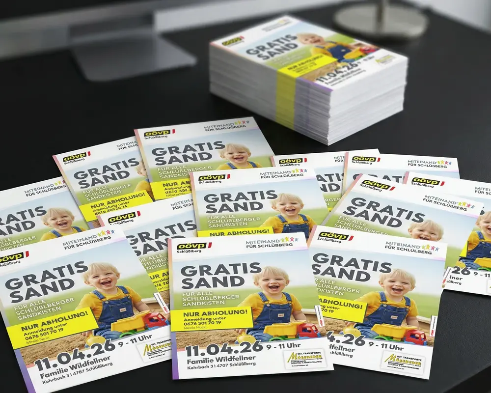 Beidseitig bedruckte Flugblätter für Parteien und Wahlwerbung – Flyerdruck bestellen in Ried im Innkreis für höchste Aufmerksamkeit.