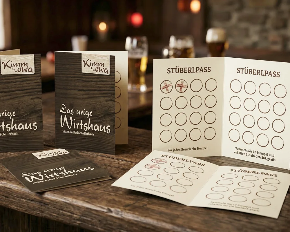 Bonuskärtchen mit 1-Bruch-Falz im Hochformat, realisiert auf edlem 240g/m² Leinenkarton für eine exklusive Haptik