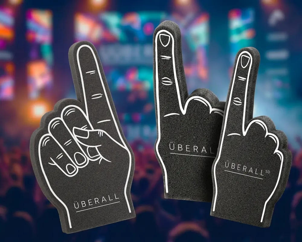 Hochwertige Fan-Hände mit individuellem Logoaufdruck als effektives Werbemittel für Sportevents und Promotion.