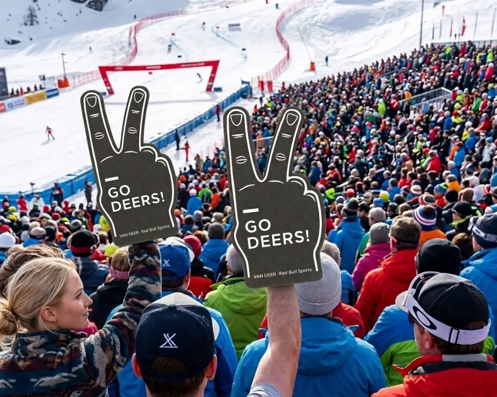 Schaumstoffhände bedrucken lassen - Peace-Zeichen-Schaumstoffhand für Van Deer Red Bull Sports