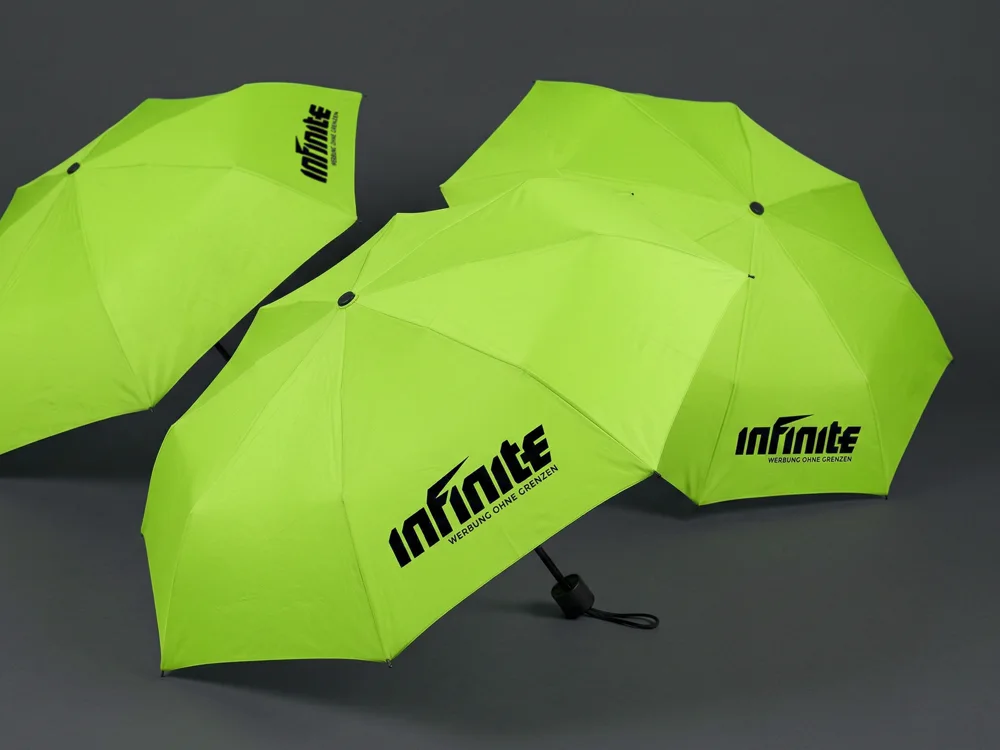 Mini-Taschenschirme in vielen Farben mit individuellem Logoaufdruck im hochwertigen Digitaltransfer bestellen.