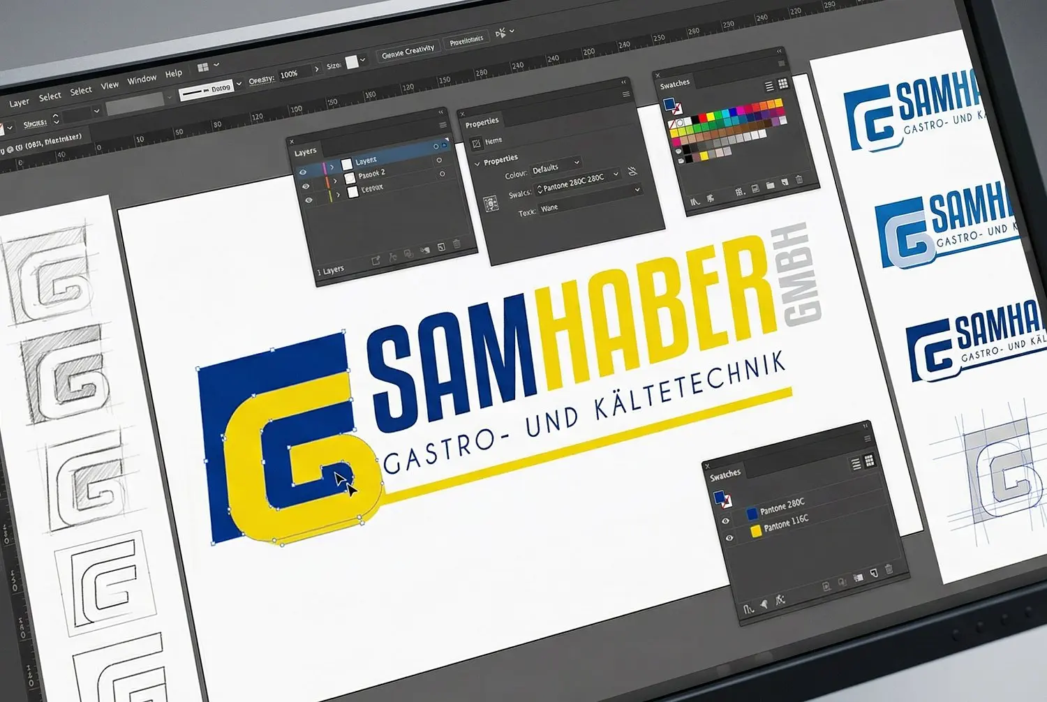 Professionelles Rebranding und Logoentwicklung für Samhaber Gastro- und Kältetechnik: Modernes Corporate Design und visuelle Neuausrichtung durch die Agentur infinite.