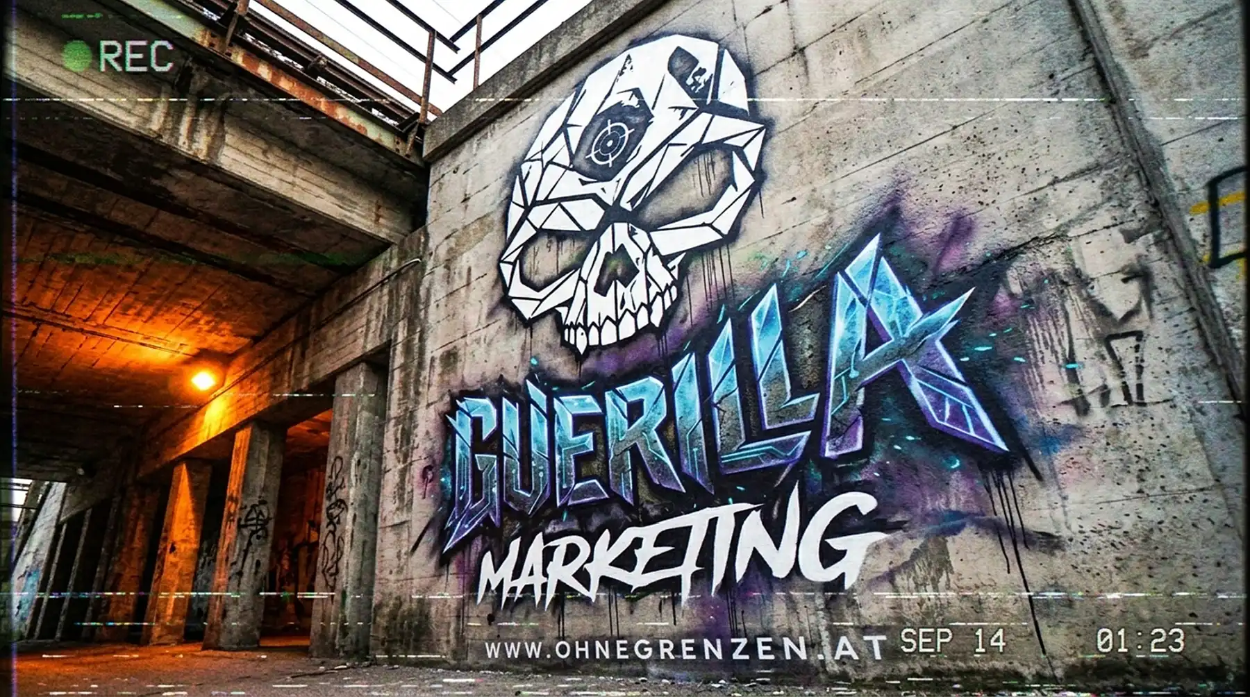 Visualisierung eines Street Art Graffiti: zielgerichtetes, effektives Guerilla Marketing von infinite.